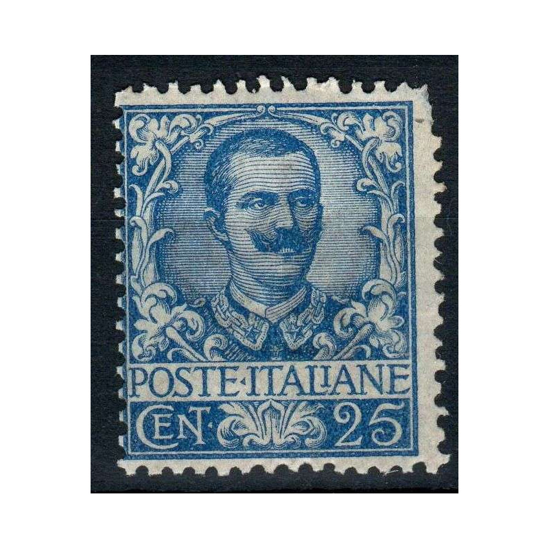 REGNO D'ITALIA 1901 FLOREALE 25 CENTESIMI G.O MH* DIFETTOSO  | Fila...