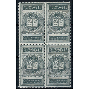 REGNO D'ITALIA 1921 QUARTINA DANTE 15 CENT. NON EMESSO N.116A G.I M...