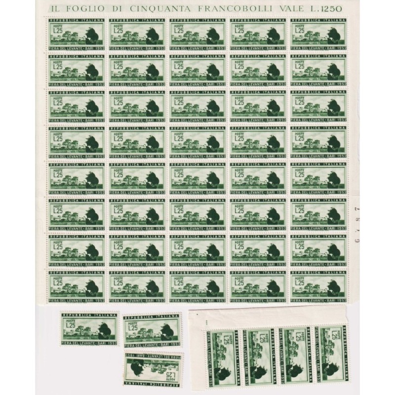 REPUBBLICA 1952 FIERA DEL LEVANTE BARI 87 VALORI G.I MNH** COME DA ...