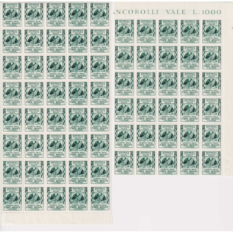 REPUBBLICA 1952 FORZE ARMATE 80 SERIE COMPLETE G.I MNH** COME DA FO...