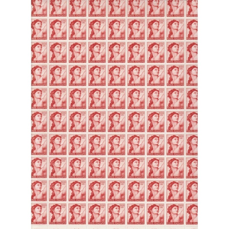 REPUBBLICA 1961 FOGLI MICHELANGIOLESCA 19X100 VALORI G.I MNH** COME...