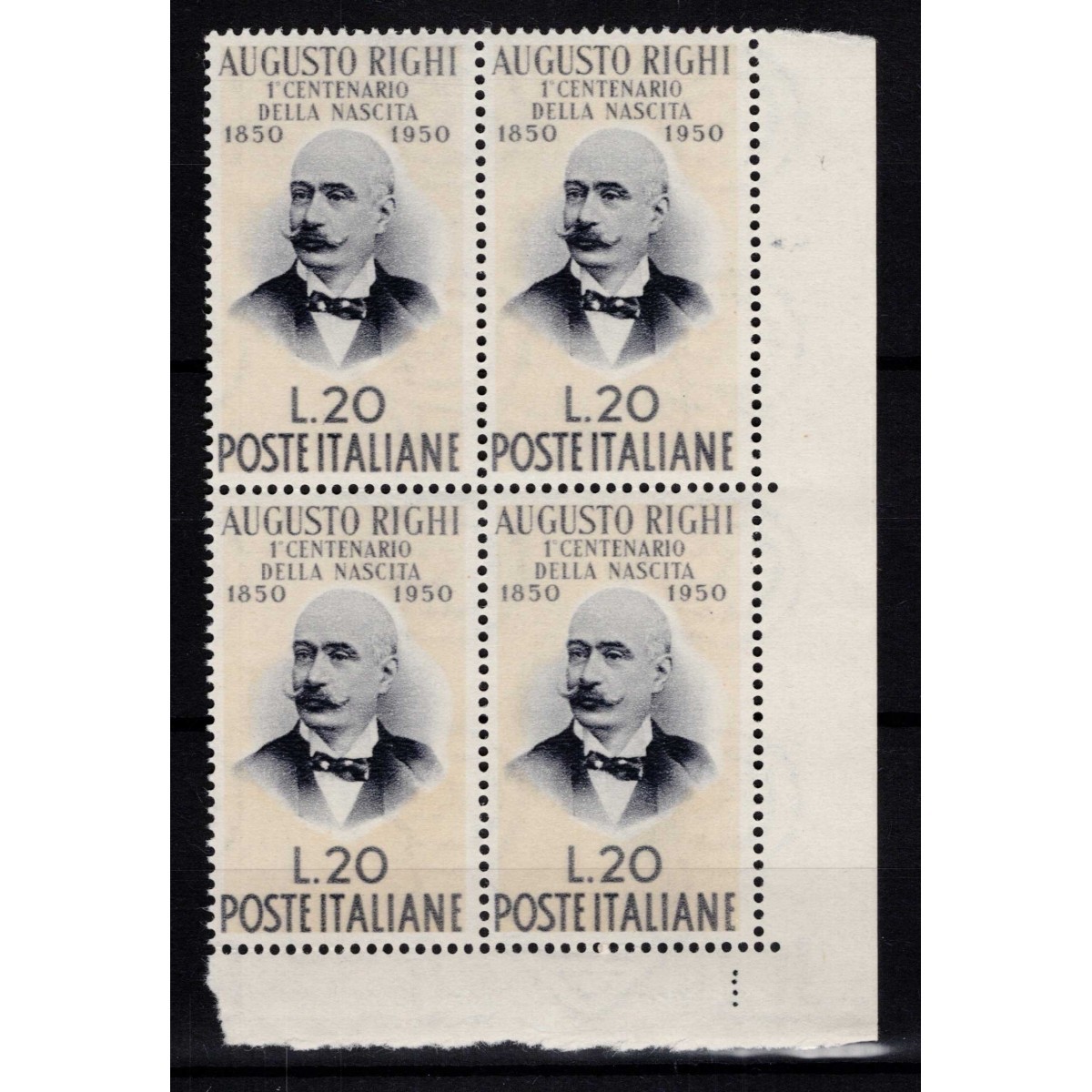 REPUBBLICA 1950 QUARTINA AUGUSTO RIGHI 8 V. G.I MNH** ANGOLO FOGLIO... REPUBBLICA 1950 QUARTINA AUGUSTO RIGHI 8 V. G.I MNH** ANGOLO FOGLIO...