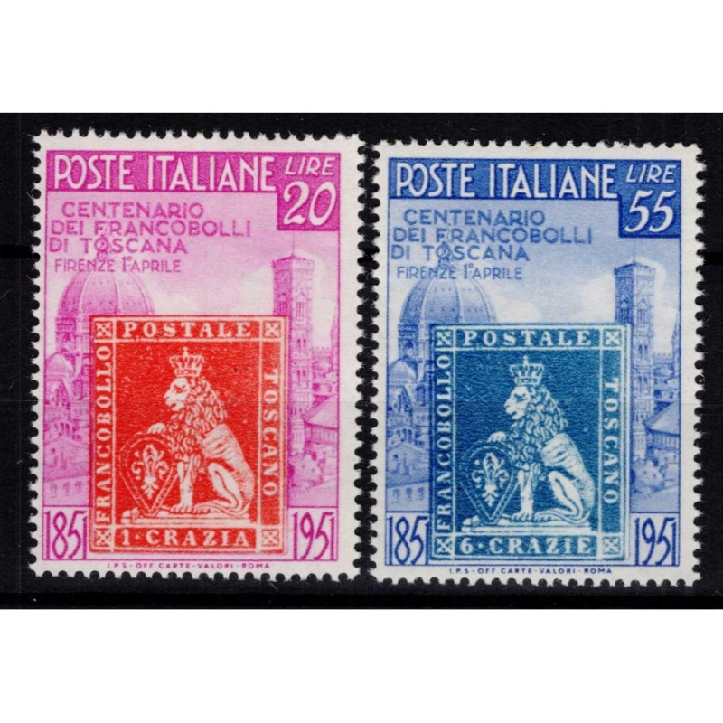 REPUBBLICA 1951 PRIMI FRANCOBOLLI TOSCANA 2 V. G.I MNH**  | Filatel...