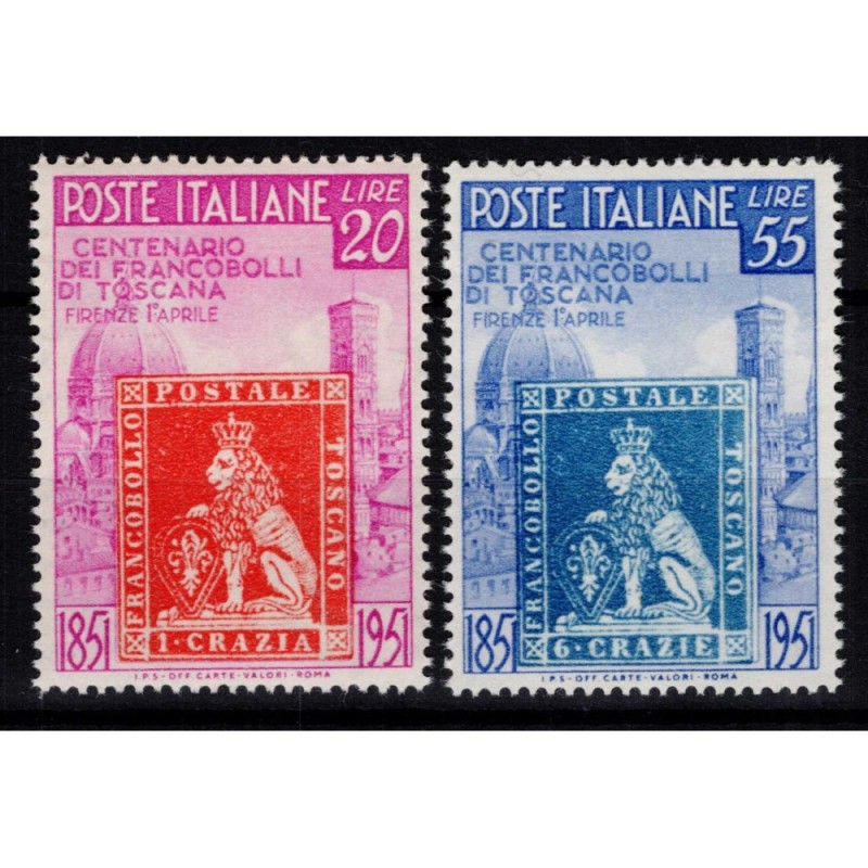 REPUBBLICA 1951 PRIMI FRANCOBOLLI TOSCANA 2 V. G.I MNH**  | Filatel...