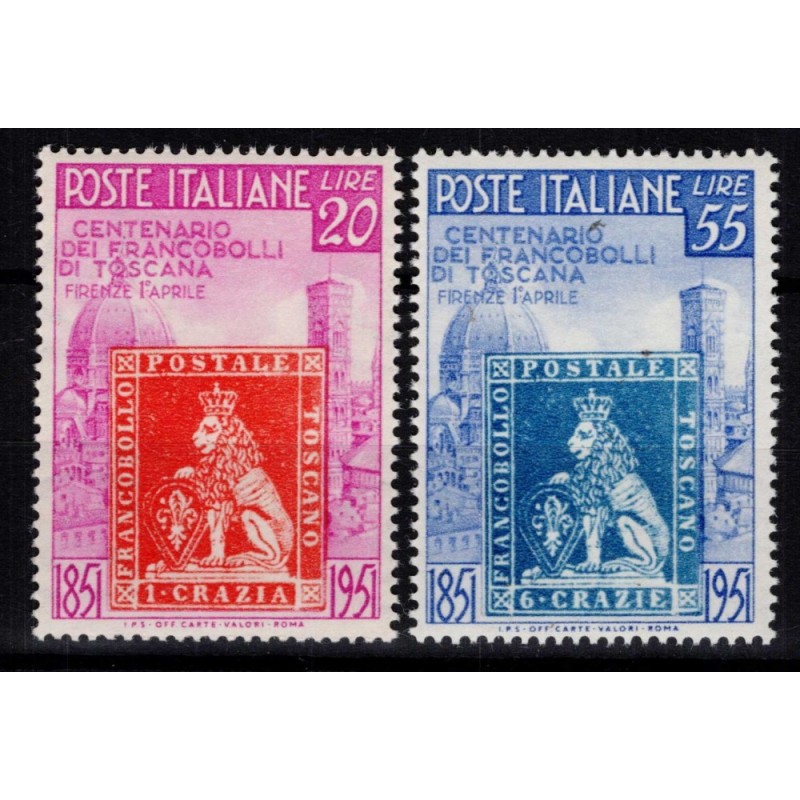 REPUBBLICA 1951 PRIMI FRANCOBOLLI TOSCANA 2 V. G.I MNH**  | Filatel...