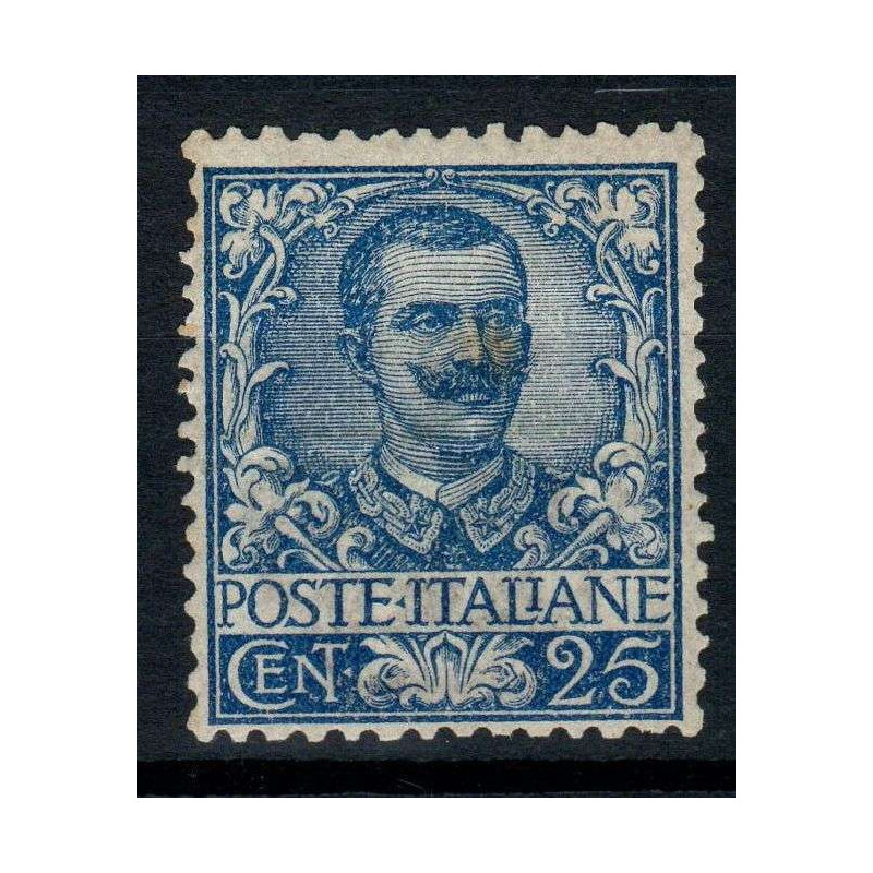 REGNO D'ITALIA 1901 FLOREALE 25 CENTESIMI G.I MNH** BEN CENTRATO PI...