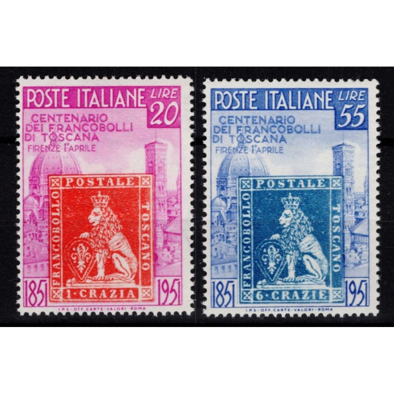 REPUBBLICA 1951 PRIMI FRANCOBOLLI TOSCANA 2 V. G.I MNH**  | Filatel...