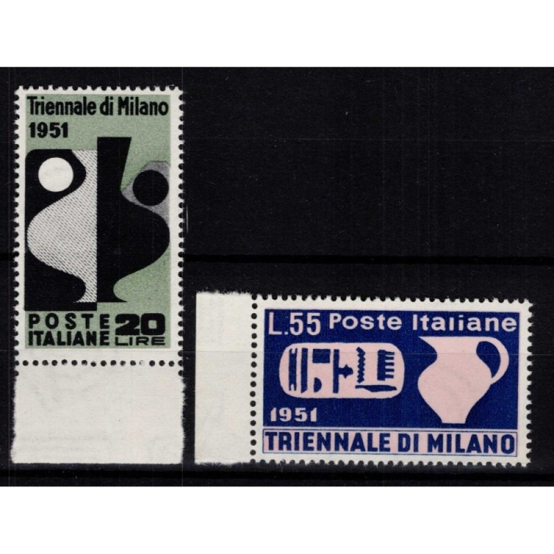 REPUBBLICA 1951 TRIENNALE DI MILANO 2 V. G.I MNH**  | Filatelia Meloni
