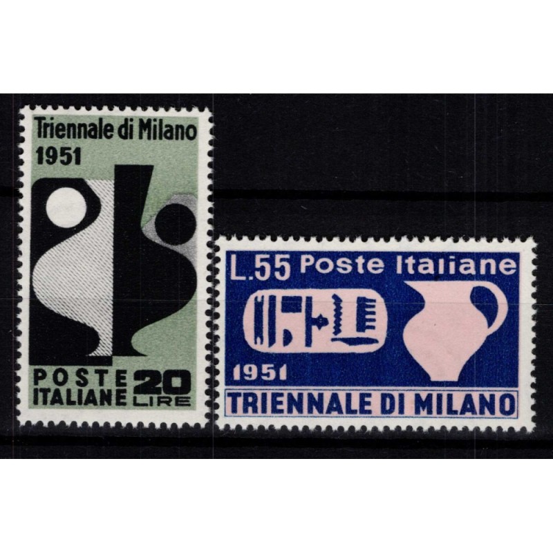 REPUBBLICA 1951 TRIENNALE DI MILANO 2 V. G.I MNH** ANGOLO FOGLIO  |...