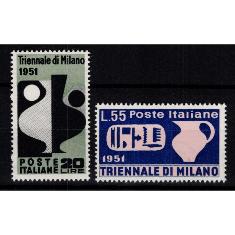 REPUBBLICA 1951 TRIENNALE DI MILANO 2 V. G.I MNH** BORDO FOGLIO  | ...