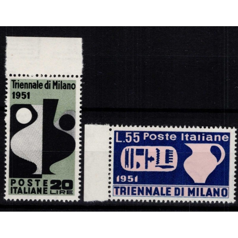 REPUBBLICA 1951 TRIENNALE DI MILANO 2 V. G.I MNH**  | Filatelia Meloni