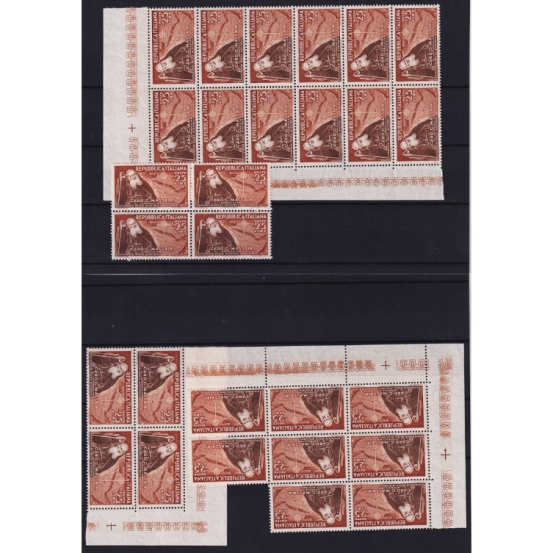 REPUBBLICA 1952 CARDINALE MASSAIA 28 VALORI G.I MNH** COME DA FOTO ...
