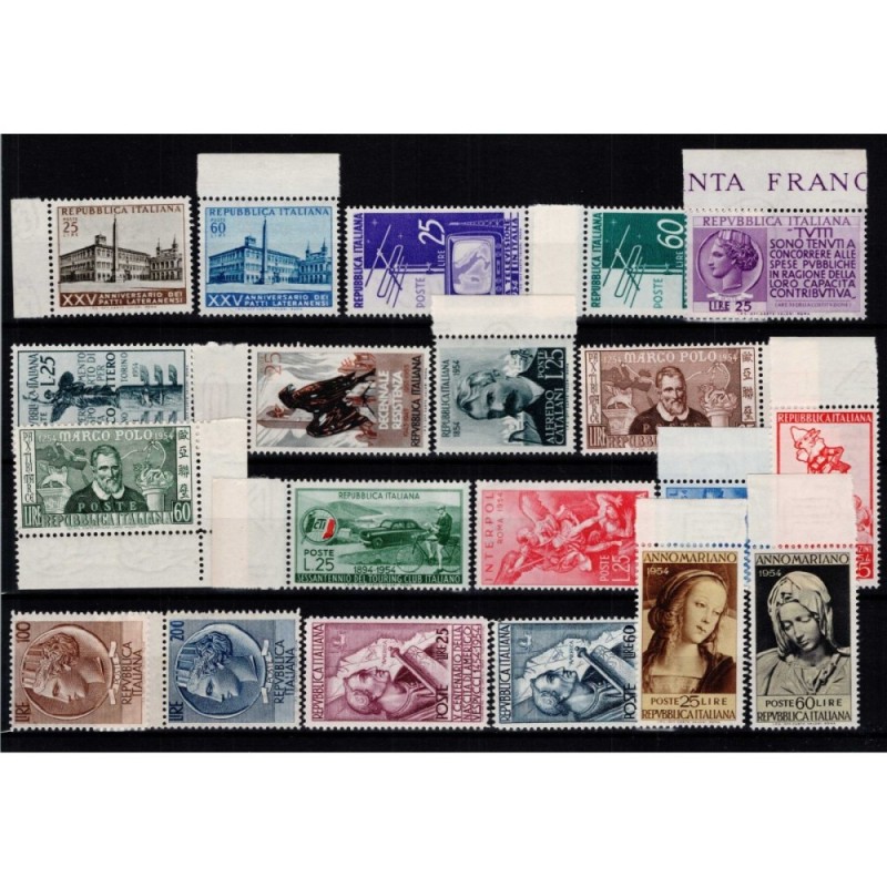 REPUBBLICA 1954 ANNATA COMPLETA 20 VALORI G.I MNH**  | Filatelia Me...