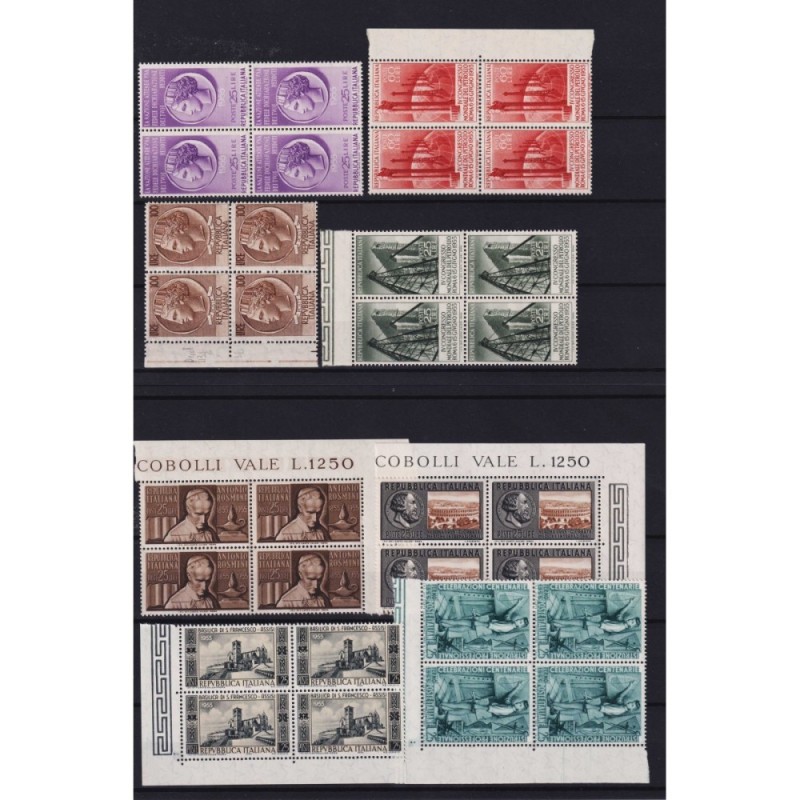 REPUBBLICA 1955 QUARTINE ANNATA COMPLETA G.I MNH**  | Filatelia Meloni