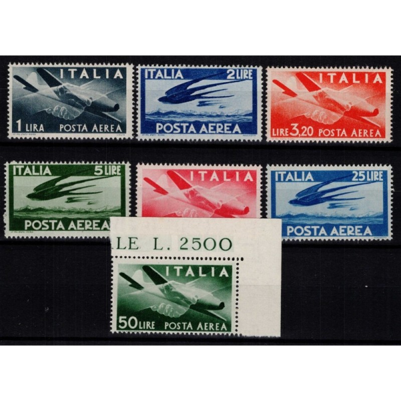 REPUBBLICA 1945-46 POSTA AEREA DEMOCRATICA 7 V. G.I MNH**  | Filate...