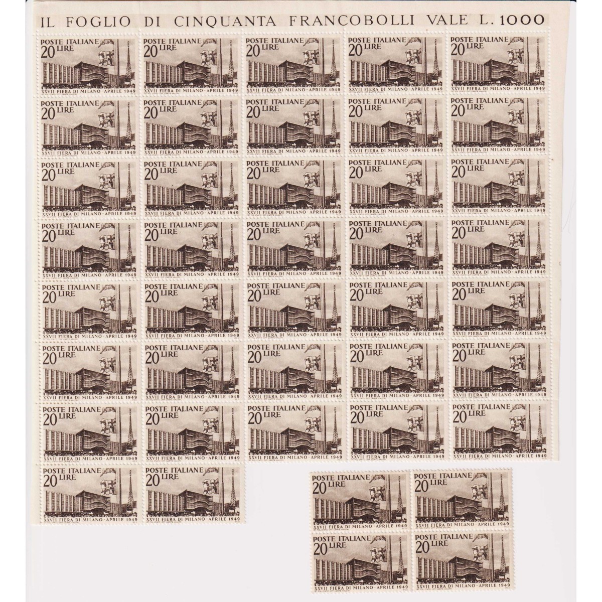 REPUBBLICA 1949 FIERA DI MILANO 20 LIRE 41 VALORI G.I MNH** COME DA... REPUBBLICA 1949 FIERA DI MILANO 20 LIRE 41 VALORI G.I MNH** COME DA...