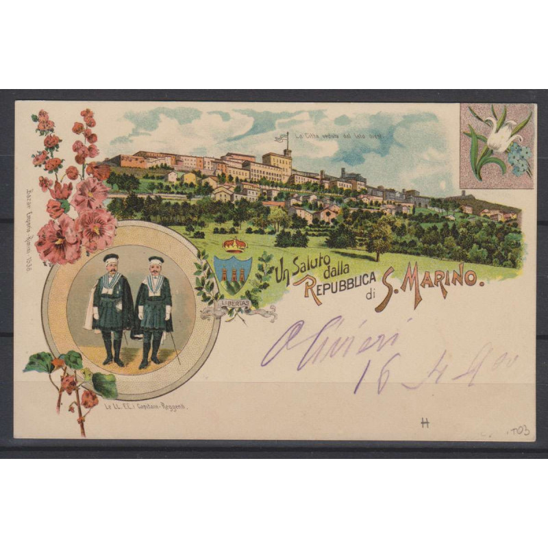 SAN MARINO 1894-99 CIFRA 2 CENTESIMI SU CARTOLINA VIAGGIATA OTTIMA ...