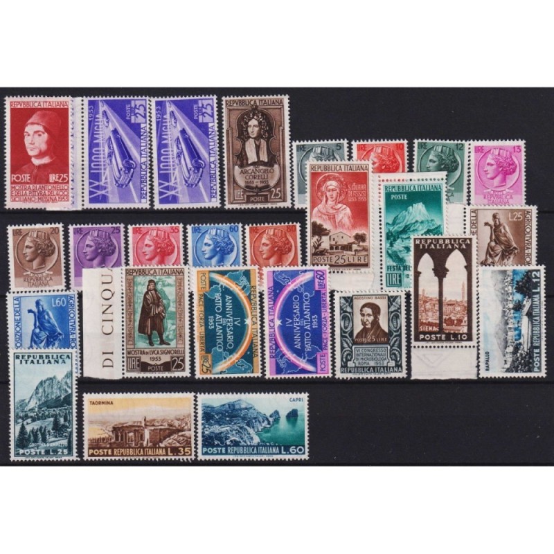 REPUBBLICA 1953 ANNATA COMPLETA 27 V. G.I MNH**  | Filatelia Meloni