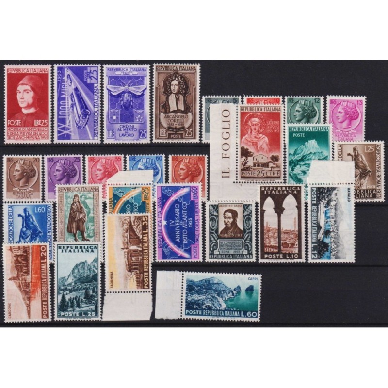 REPUBBLICA 1953 ANNATA COMPLETA 27 V. G.I MNH**  | Filatelia Meloni