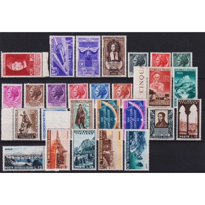 REPUBBLICA 1953 ANNATA COMPLETA 27 V. G.I MNH**  | Filatelia Meloni