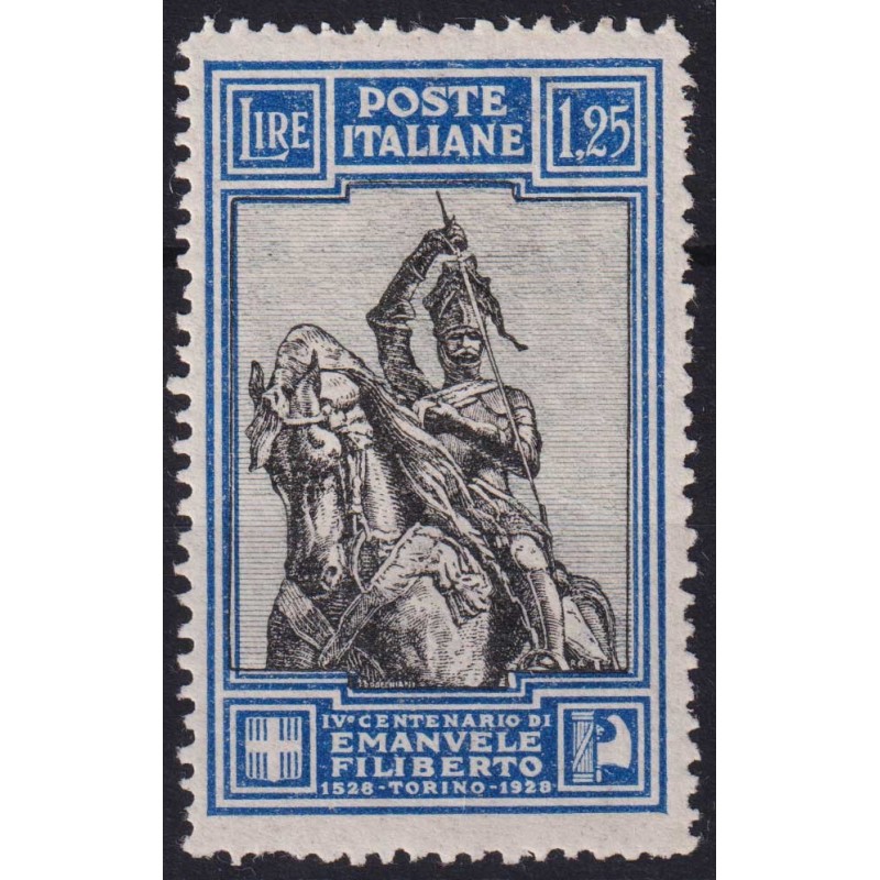 REGNO D'ITALIA 1928 FILIBERTO 1,25 LIRE DENT. 13 ¾ LINEARE G.I MNH*...