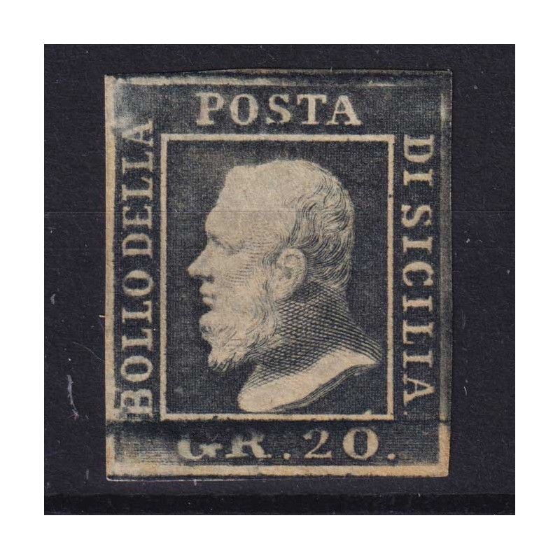SICILIA 1859 20 GRANA GRIGIO ARDESIA N.13 G.O MLH* CERT.  | Filatel...