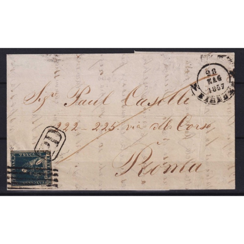 TOSCANA 1857 6 CRAZIE AZZURRO CUPO N.15b SU BUSTA FIRMATA  | Filate...