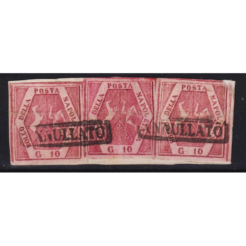 NAPOLI 1858 FALSO 10 GRANA CARMINIO LILLACEO IV TIPO N.F6 3 V. US. ...