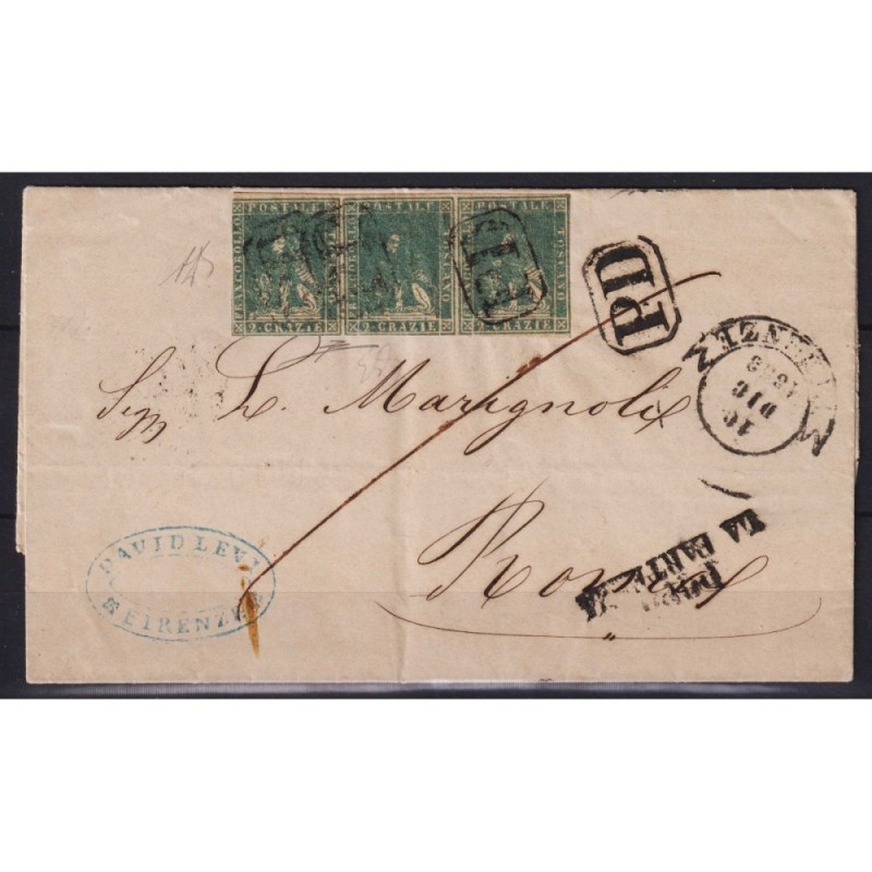 TOSCANA 1857 STRISCIA 2 CRAZIE AZZURRO GRIGIO VERDASTRO N.13a US. S...