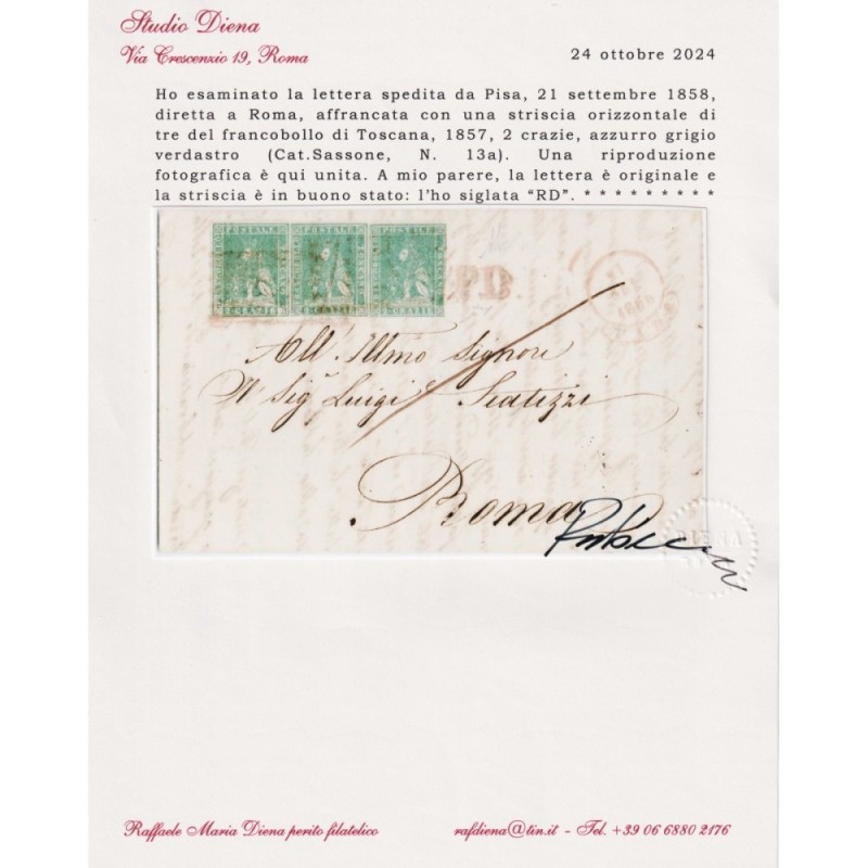 TOSCANA 1857 STRISCIA 2 CRAZIE AZZURRO GRIGIO VERDASTRO N.13a US. S...