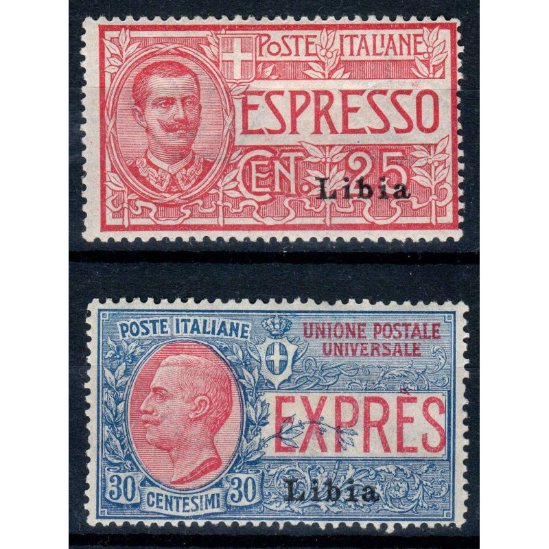 COLONIE LIBIA 1915 ESPRESSI 2 VALORI N.1-2 G.O MLH* CENTRATI  | Fil...