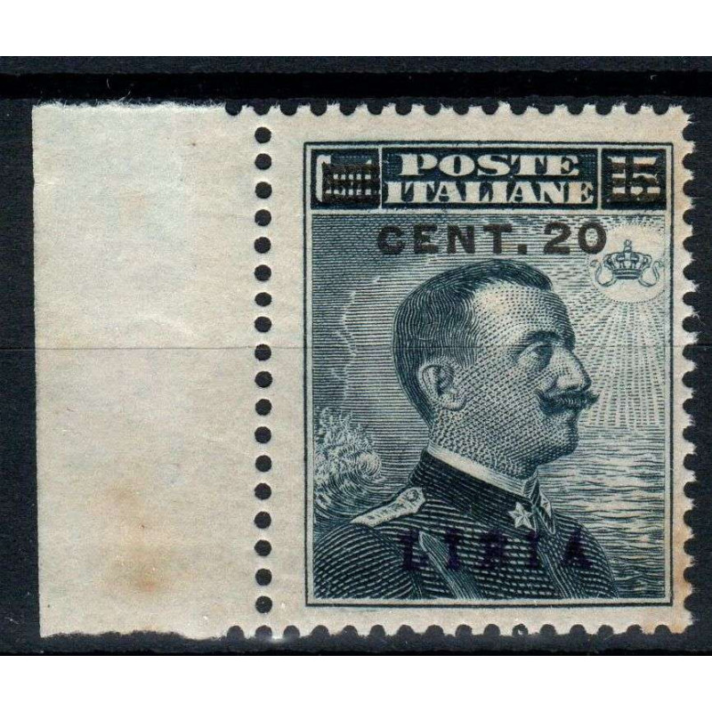 COLONIE LIBIA 1916 MICHETTI 15 CENT. SOPR. AZZURRO NERO N.17/I G.I ...