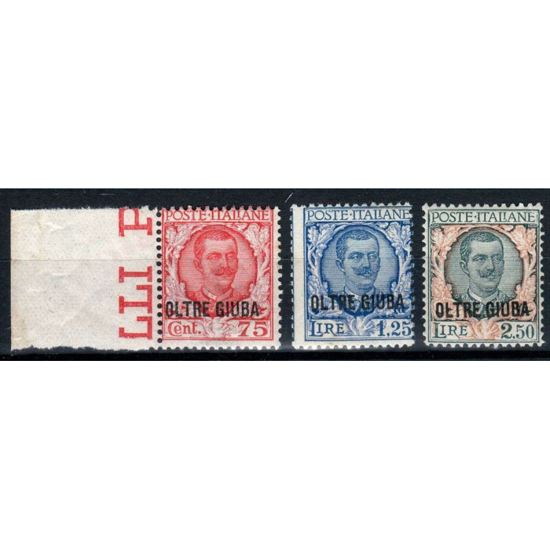 COLONIE OLTRE GIUBA 1926 PARMEGGIANI SOPRASTAMPATI 3 VALORI N.42-44...