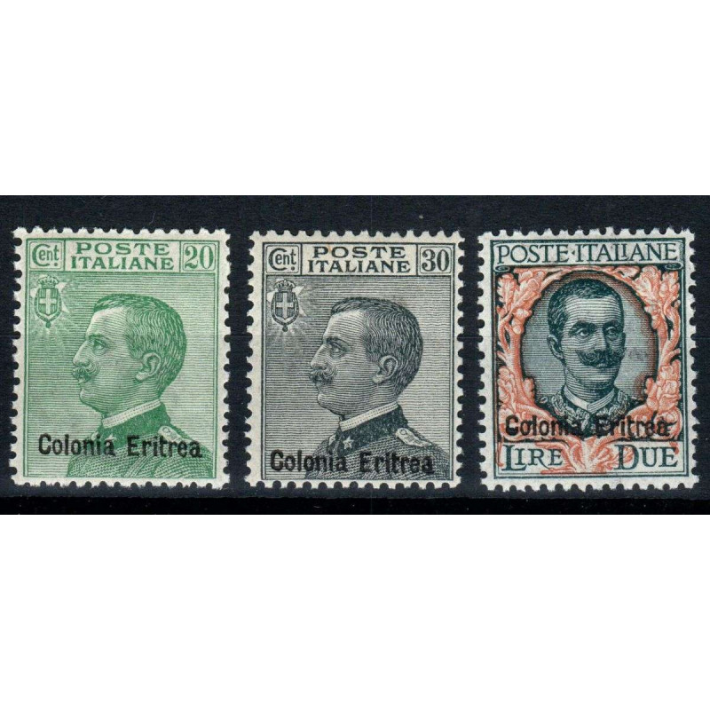 COLONIE ERITREA 1925 MICHETTI SOPRASTAMPATI 3 V. G.I MNH** CENTRATI...