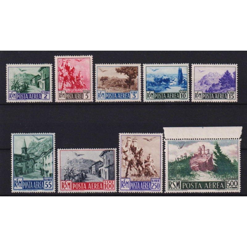 SAN MARINO 1950 P/A VEDUTE SOGGETTI VARI 9 V. G.I MNH** / G.O MH*  ...