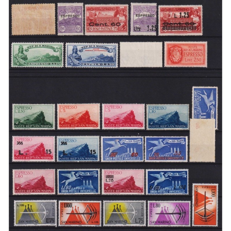 SAN MARINO ESPRESSI SERIE COMPLETA 28 V. G.O MH* / G.I MNH**  | Fil...