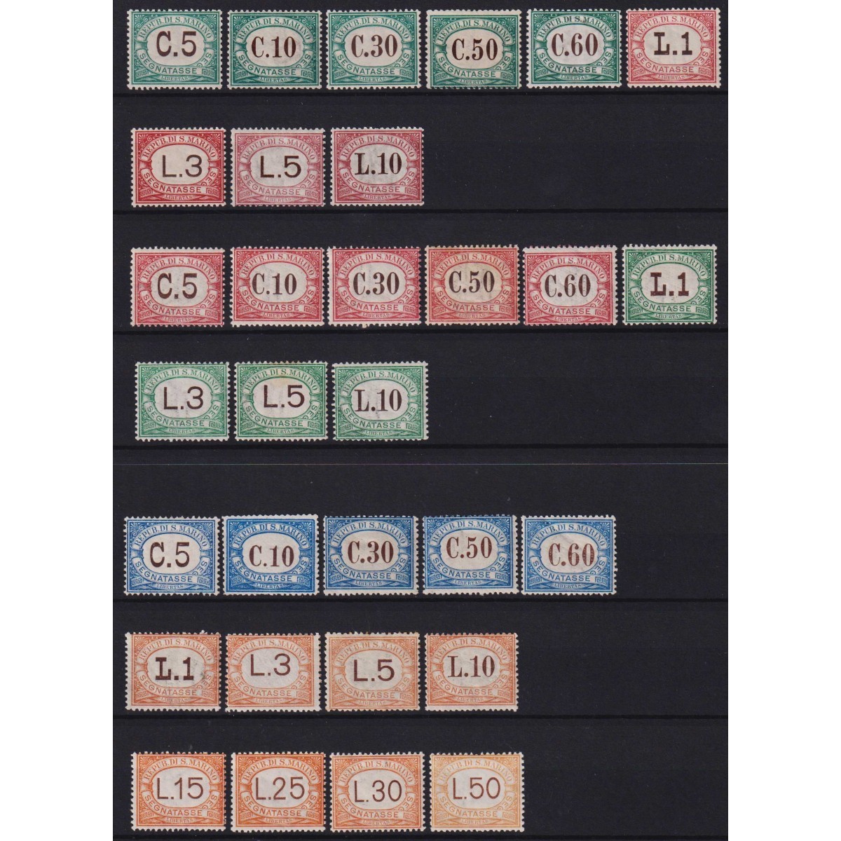 SAN MARINO SEGNATASSE GIRO COMPLETO 63 V. G.I MNH** / G.O MH* | Fi... SAN MARINO SEGNATASSE GIRO COMPLETO 63 V. G.I MNH** / G.O MH* | Fi...