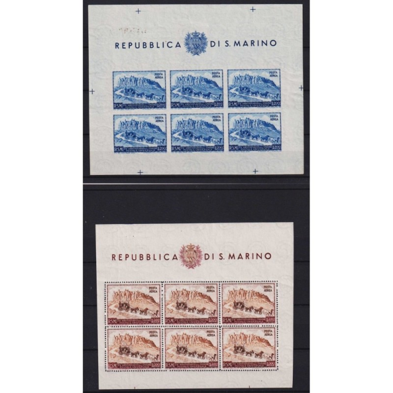 SAN MARINO 1951 FOGLIETTI UPU 4 V. N.8-11 G.I MNH**  | Filatelia Me...
