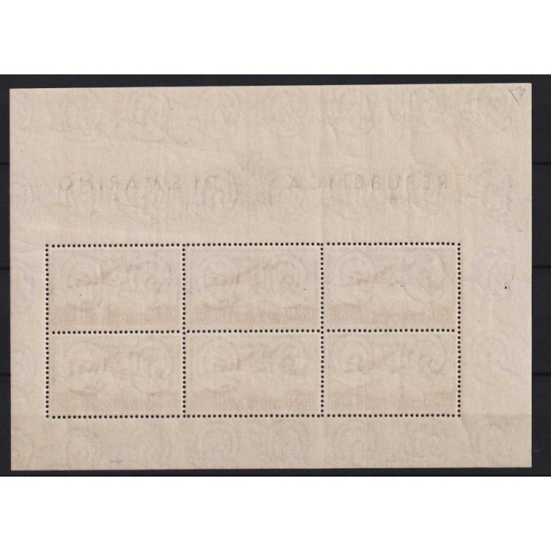 SAN MARINO 1951 FOGLIETTO VEDUTA BANDIERA 1000 LIRE N.13 G.I MNH** ...