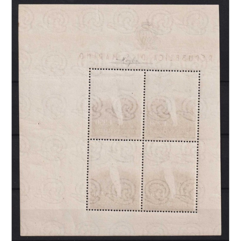 SAN MARINO 1955 FOGLIETTO GINNASTA N.17 G.I MNH** CERT.  | Filateli...