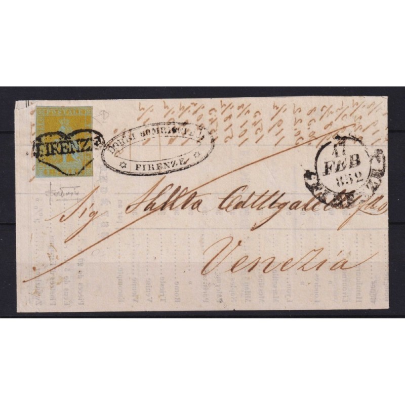 TOSCANA 1851 1 SOLDO GIALLO LIMONE N.2a LISTINO DI BORSA US. CUORIC...