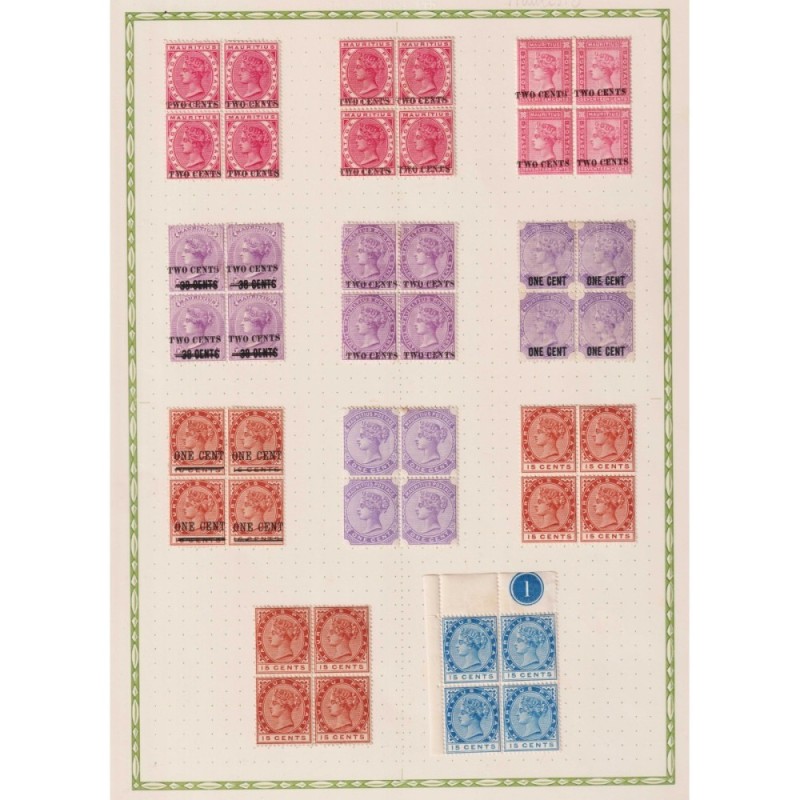 MAURITIUS 1880/90 QUARTINE REGINA VITTORIA G.I / G.O EX COLLEZIONE ...