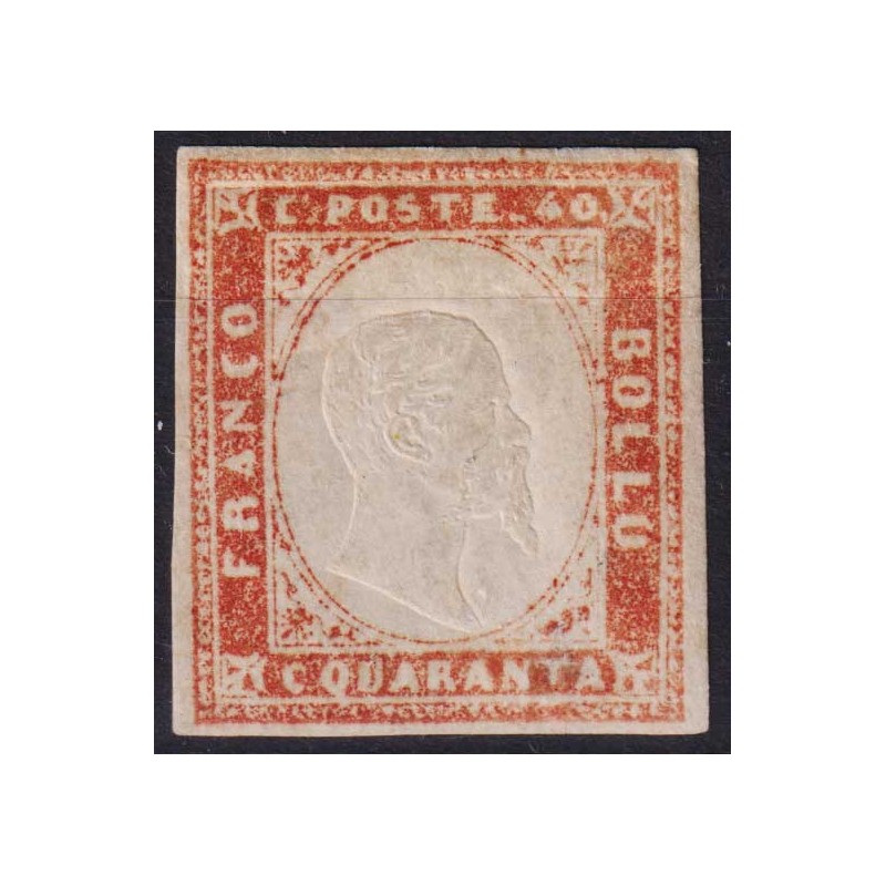 SARDEGNA 1855 40 CENTESIMI VERMIGLIO ARANCIO CHIARO N.16Ab G.O MLH*...