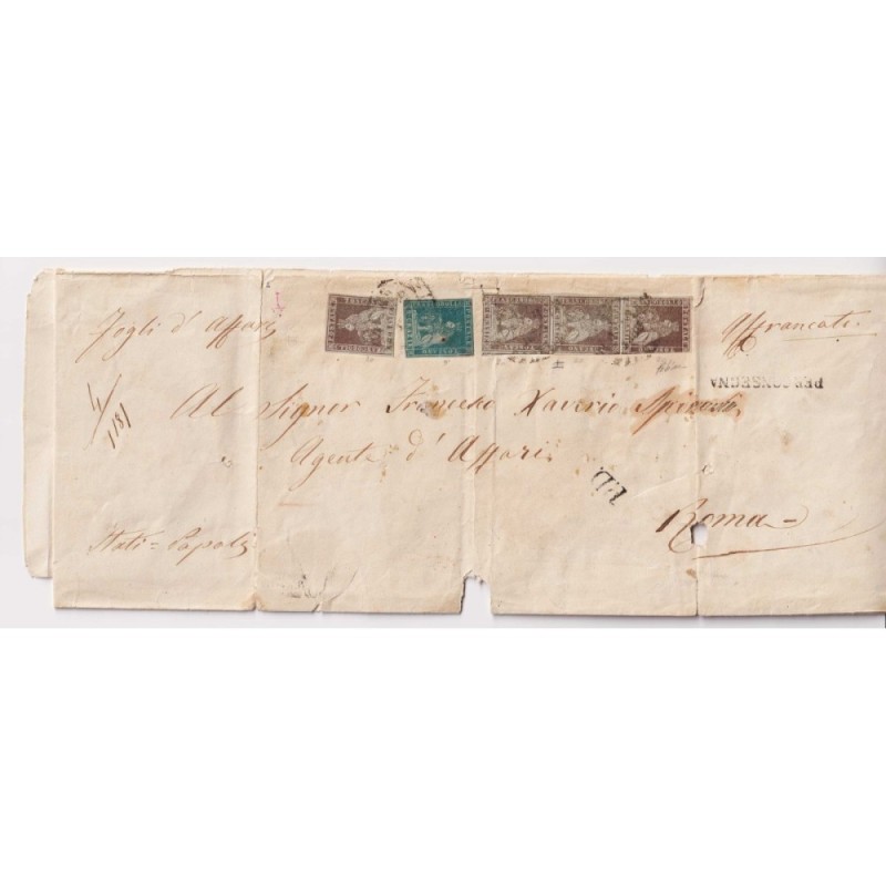 TOSCANA 1851 STRISCIA 9 CRAZIE + 2 CRAZIE + 4 CRAZIE N.5-6,8c US. S...