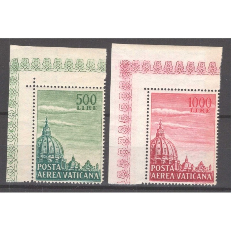 VATICANO 1958 P/A CUPOLA SAN PIETRO 2 VALORI G.I MNH** ANGOLO FOGLI...