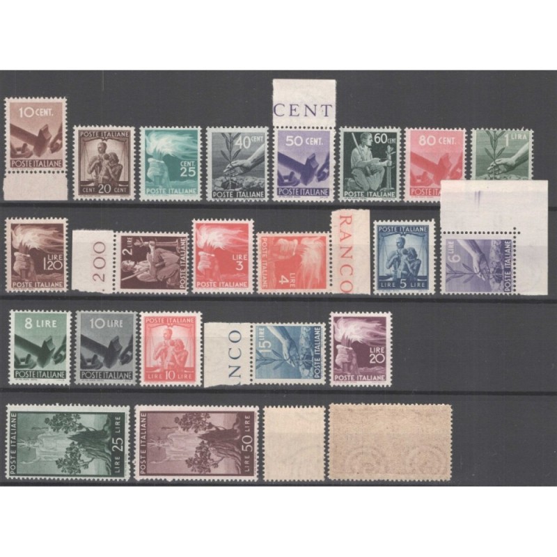 REPUBBLICA 1945-48 DEMOCRATICA 23 VALORI G.I MNH** CERT.  | Filatel...