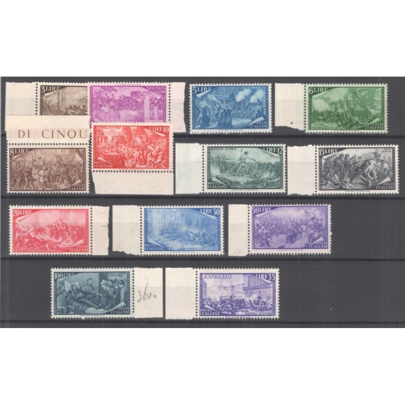 REPUBBLICA 1948 RISORGIMENTO 13 VALORI G.I MNH** BORDO FOGLIO  | Fi...