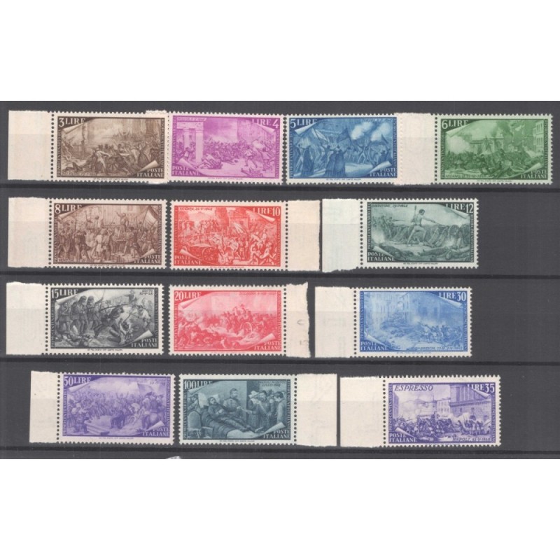 REPUBBLICA 1948 RISORGIMENTO 13 VALORI G.I MNH** BORDO FOGLIO  | Fi...