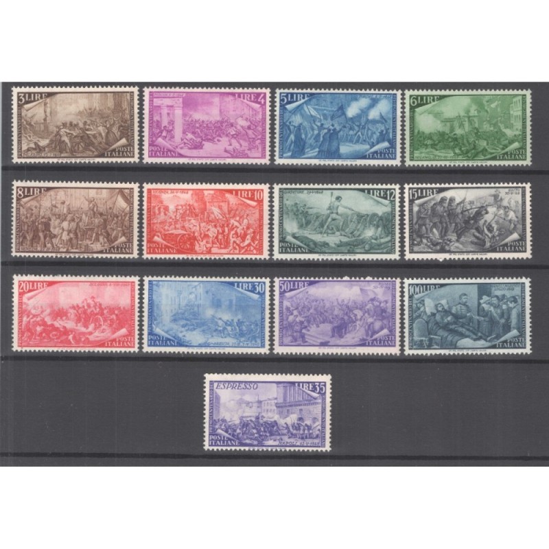 REPUBBLICA 1948 RISORGIMENTO 13 VALORI G.I MNH**  | Filatelia Meloni