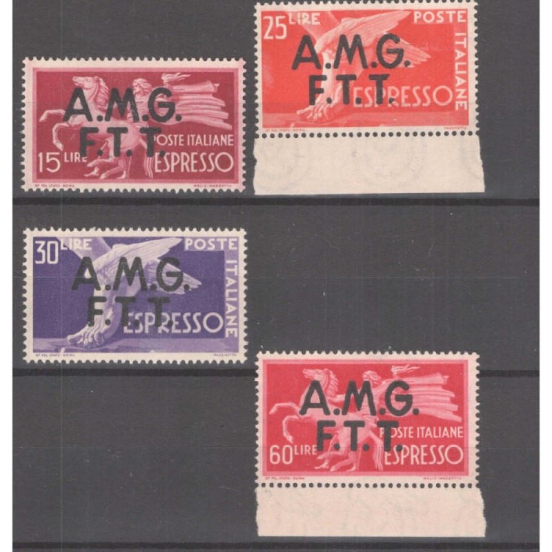 TRIESTA ZONA A 1947-48 ESPRESSI DEMOCRATICA 4 VALORI G.I MNH**  | F...